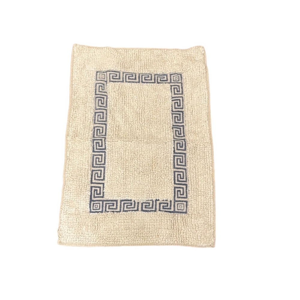 Grecian Bathmat. Ivory and Blue. Used.